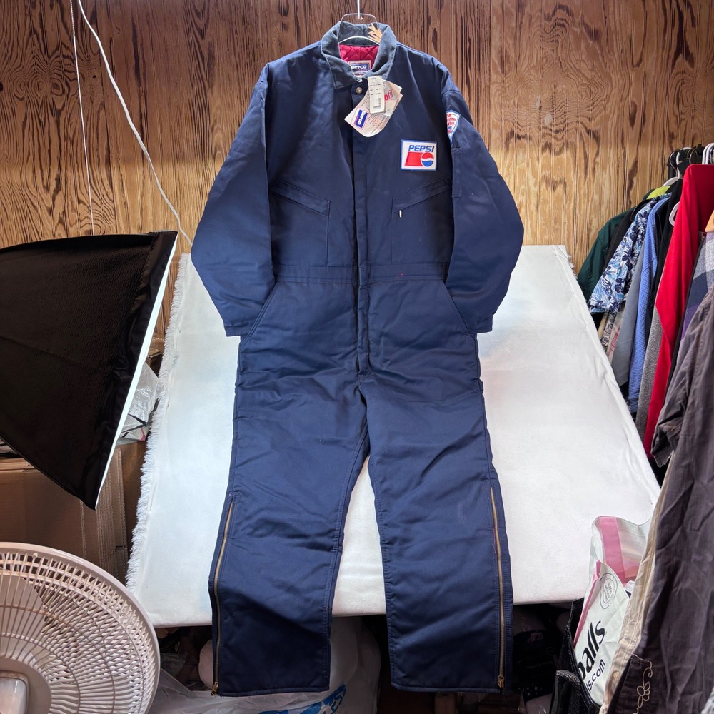 Berco Pepsi Workwear Coveralls Mens XL Regular Navy Blue Utility Jumpsuit‎